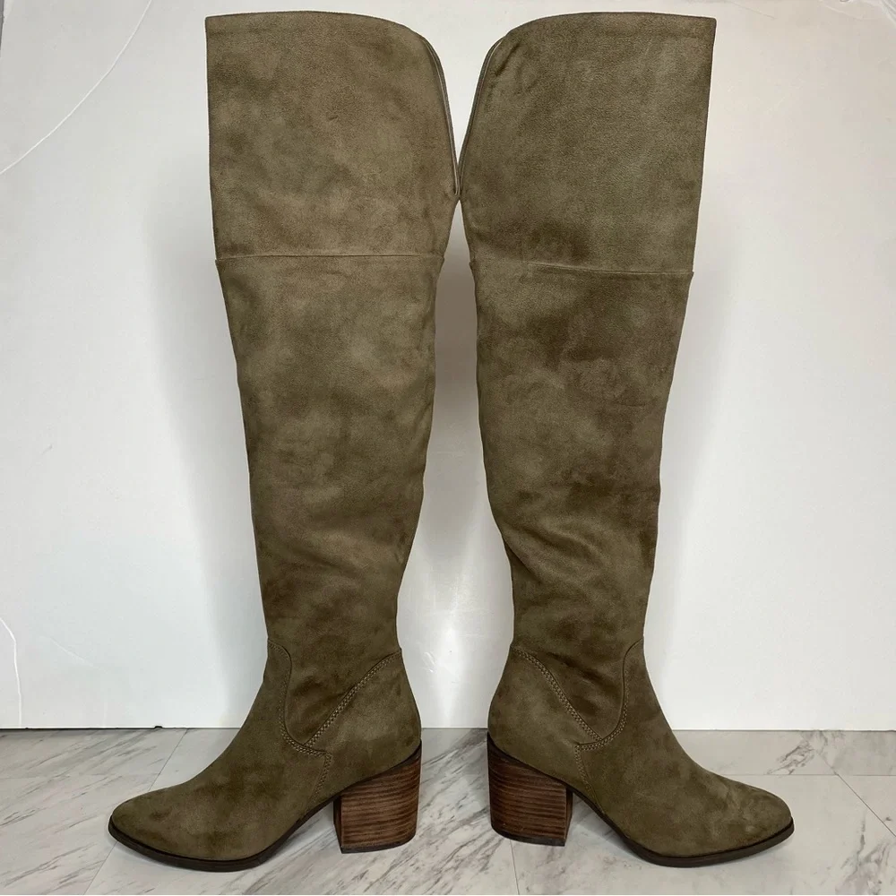 New! BP Luke Gray Green Faux Suede Over The Knee Boot 6.5